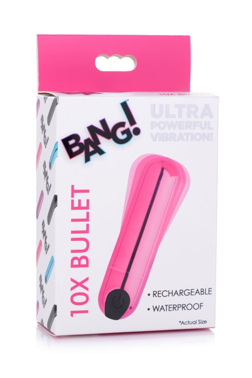 Bang! 10X Rechargeable Vibrating Metallic Bullet - Pink