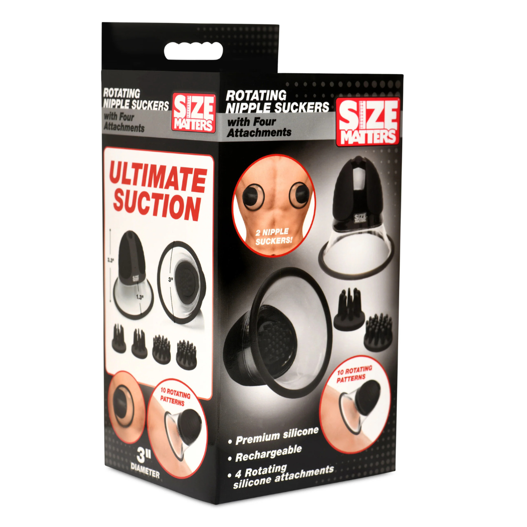 Size Matters 10X Rotating Silicone Nipple Suckers w/ 4 Attachments - B... Default Title