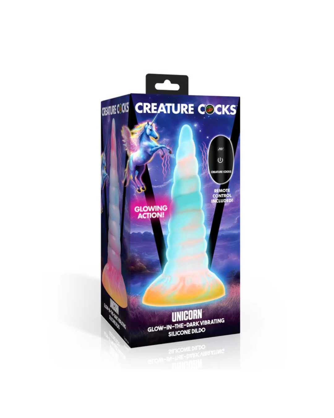 Creature Cocks Unicorn Glow-in-the-Dark Vibrating Silicone Dildo