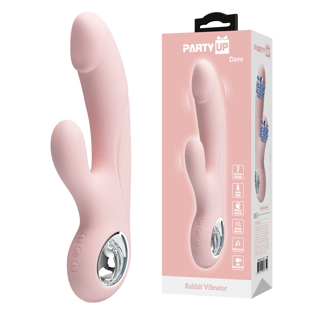 Party Up DAVE Rabbit Vibe -  -  19 cm USB Rechargeable Rabbit Vibrator