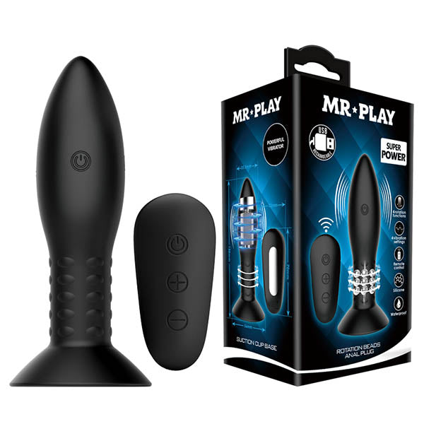 MR PLAY Rotation Beads Anal Plug -  USB Rechargeable Beaded Butt Plug with Wireless Remote