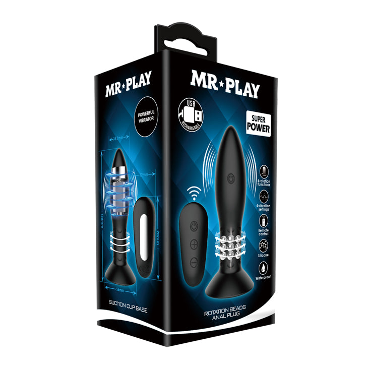 MR PLAY Rotation Beads Anal Plug -  USB Rechargeable Beaded Butt Plug with Wireless Remote