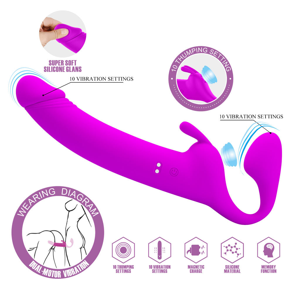 Party Up OLIVER Strapless Strap-On -  28.3 cm USB Rechargeable Strapless Strap-On