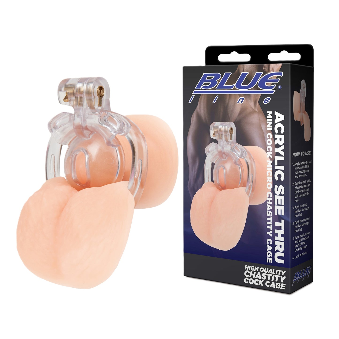 Blue Line Acrylic See Thru Mini Cock Micro Chastity Cage