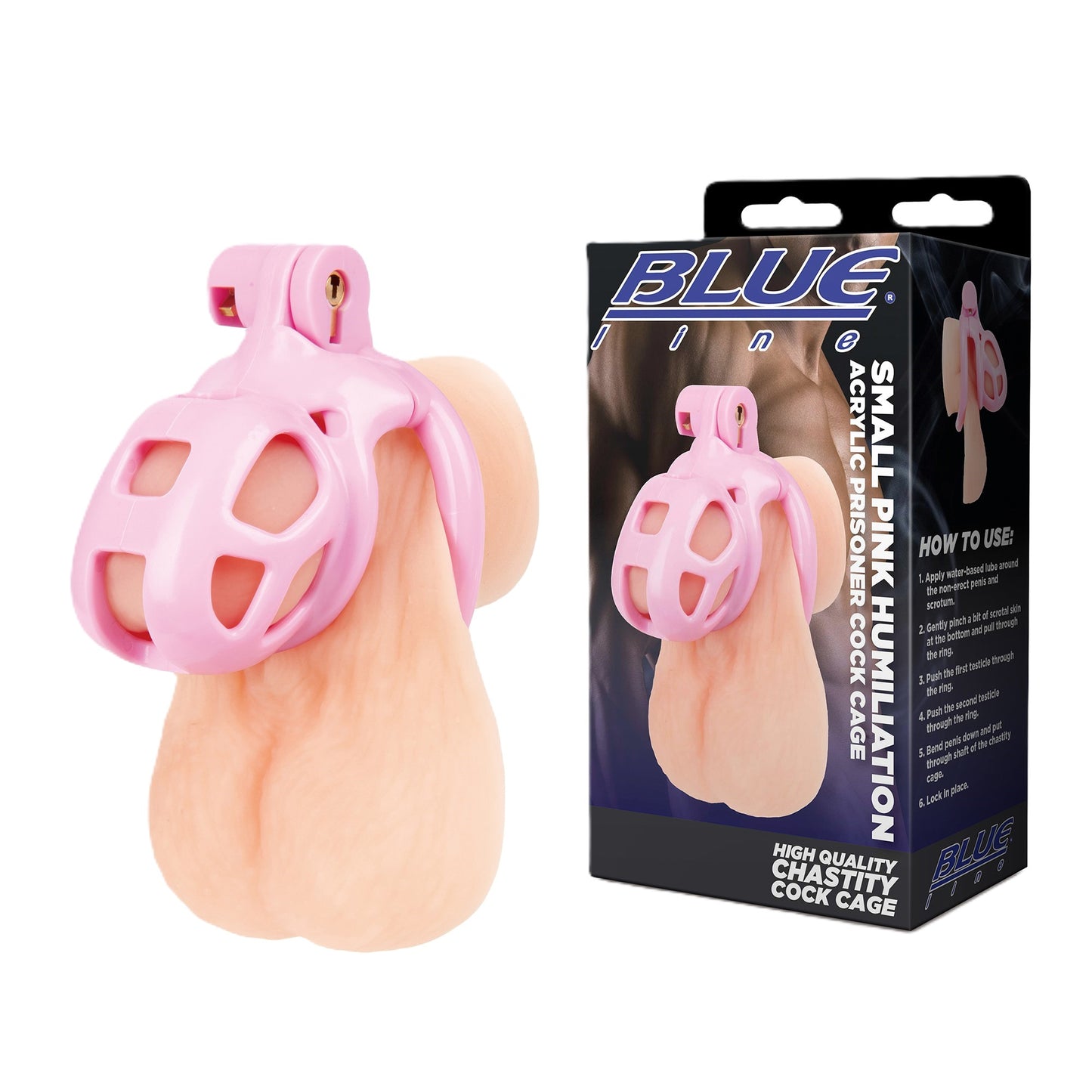 Blue Line Small Pink Humiliation Acrylic Prisoner Cock Cage