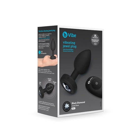 VIBRATING JEWEL PLUG M/L BLACK