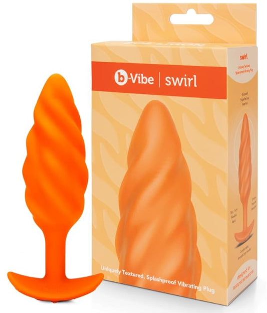 b-Vibe Swirl Texture Butt Plug - Orange