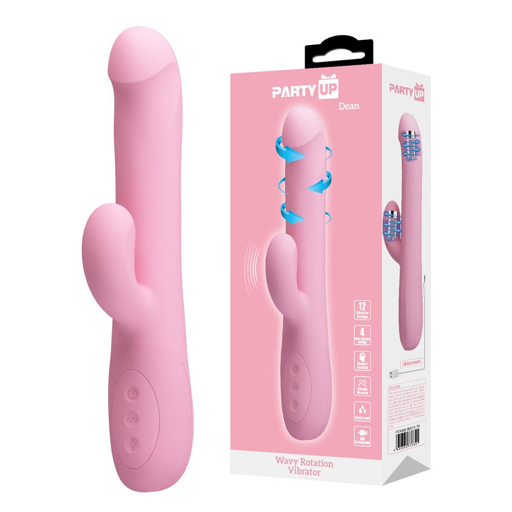 Party Up DEAN Wavy Rotation Vibe -  -  23.8 cm USB Rechargeable Rotating Rabbit Vibrator