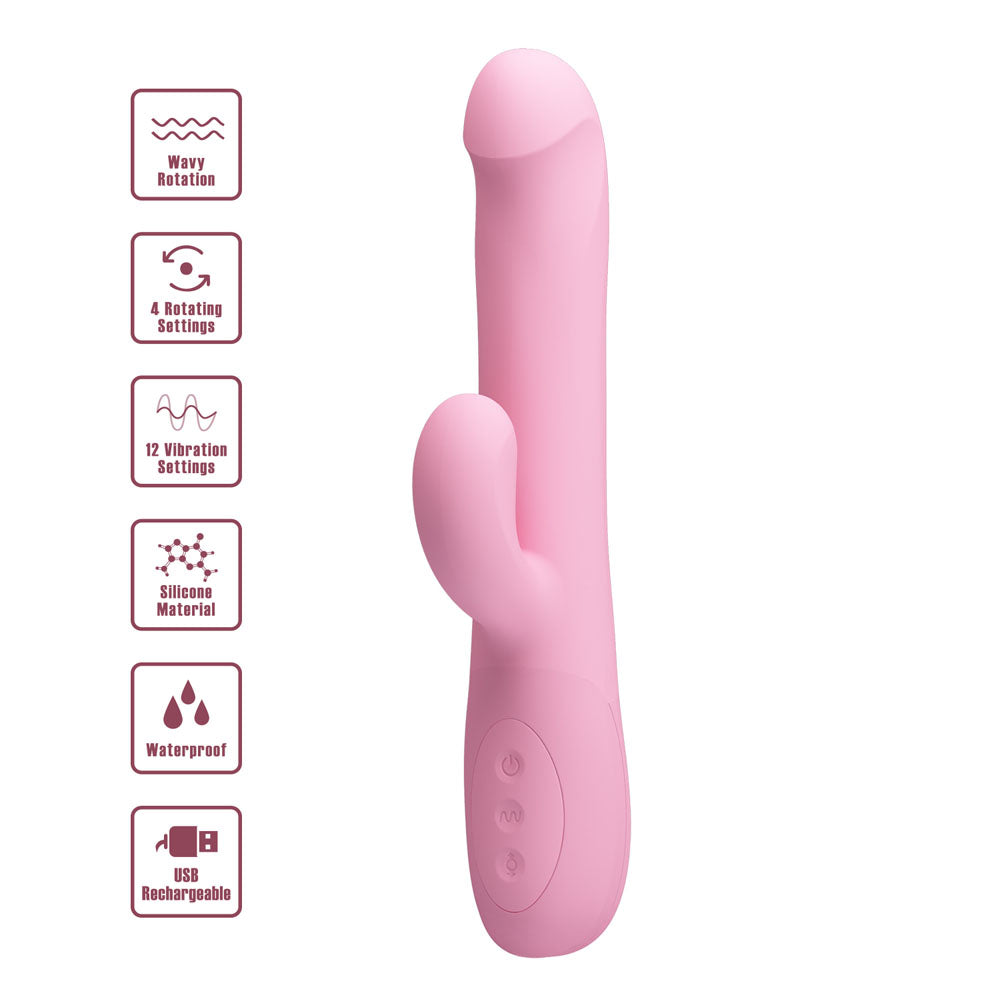 Party Up DEAN Wavy Rotation Vibe -  -  23.8 cm USB Rechargeable Rotating Rabbit Vibrator