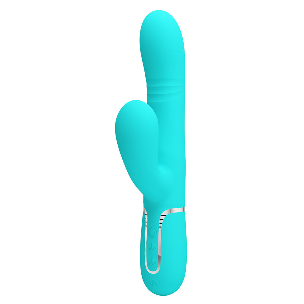 Party Up PAUL Rolling Beads Vibrator - Teal - Teal 22.6 cm USB Rechargeable Thrusting Rabbit Vibrator