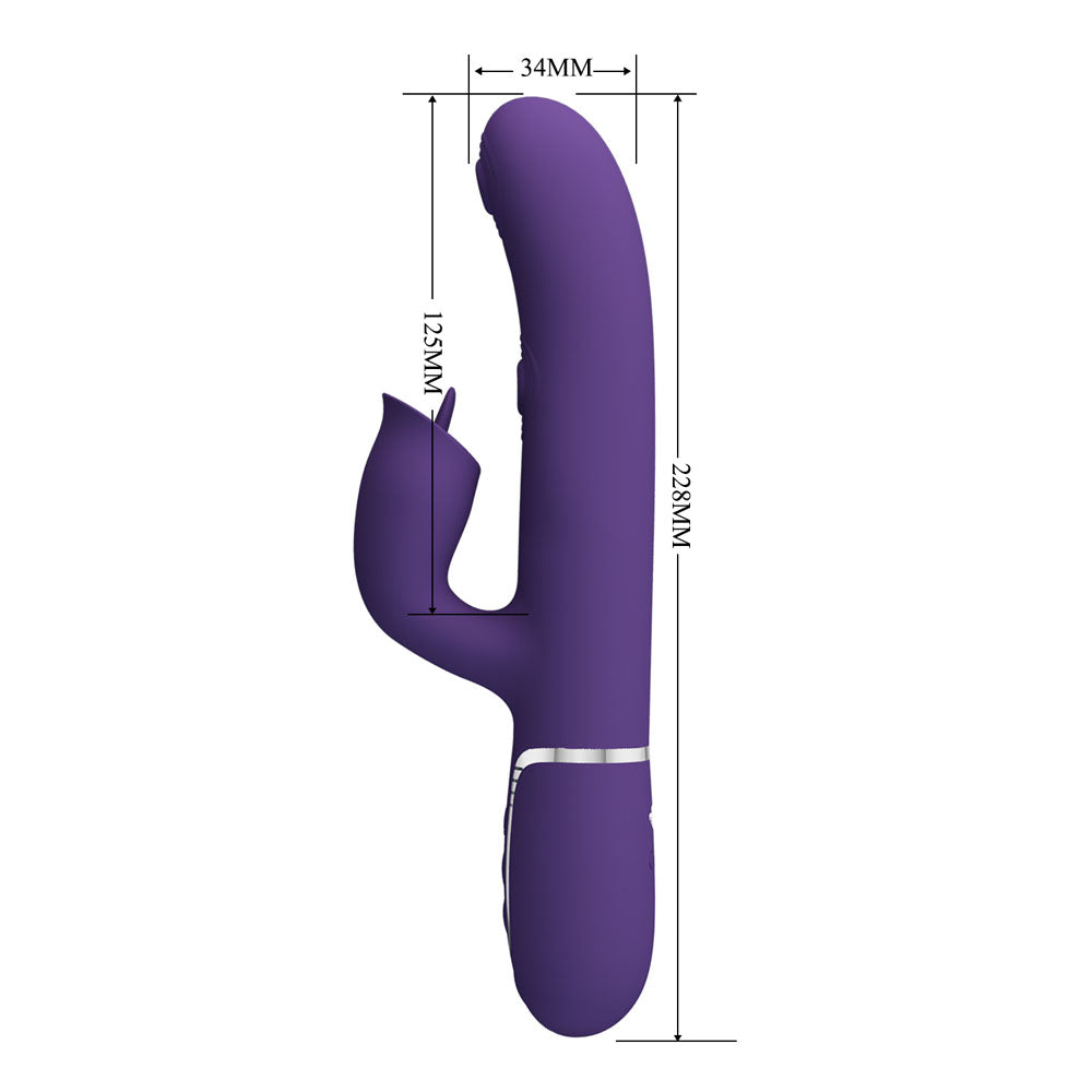 Party Up ALAN Dual Motor Vibrator -  -  22.8 cm USB Rechargeable Vibrator with Licking Clit Stimulator and Thumping Shaft