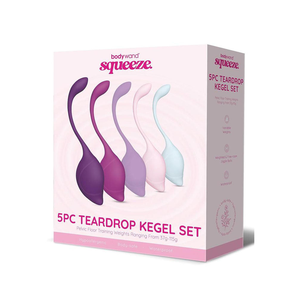 Bodywand Squeeze 5pc Teardrop Kegel Set - Weighted Kegel Set - 5 Piece Kit Coloured
