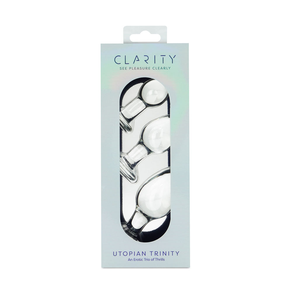 Clarity - Utopian Trinity -  Glass Butt Plugs - Set of 3 Sizes