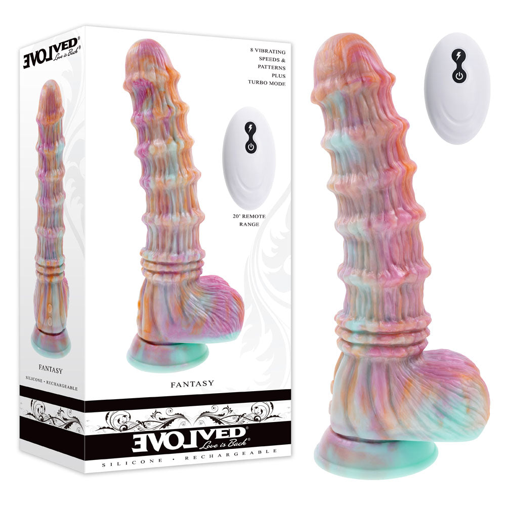 Evolved FANTASY Alien Dildo - Multicoloured 27.6 cm USB Rechargeable Vibrating Fantasy Dildo with Remote