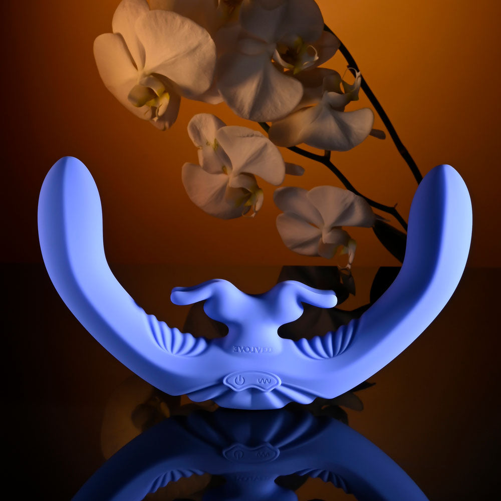 Evolved LOVEBIRDS -  20.8 cm USB Rechargeable Double-Ended Rabbit Vibrator with Remote