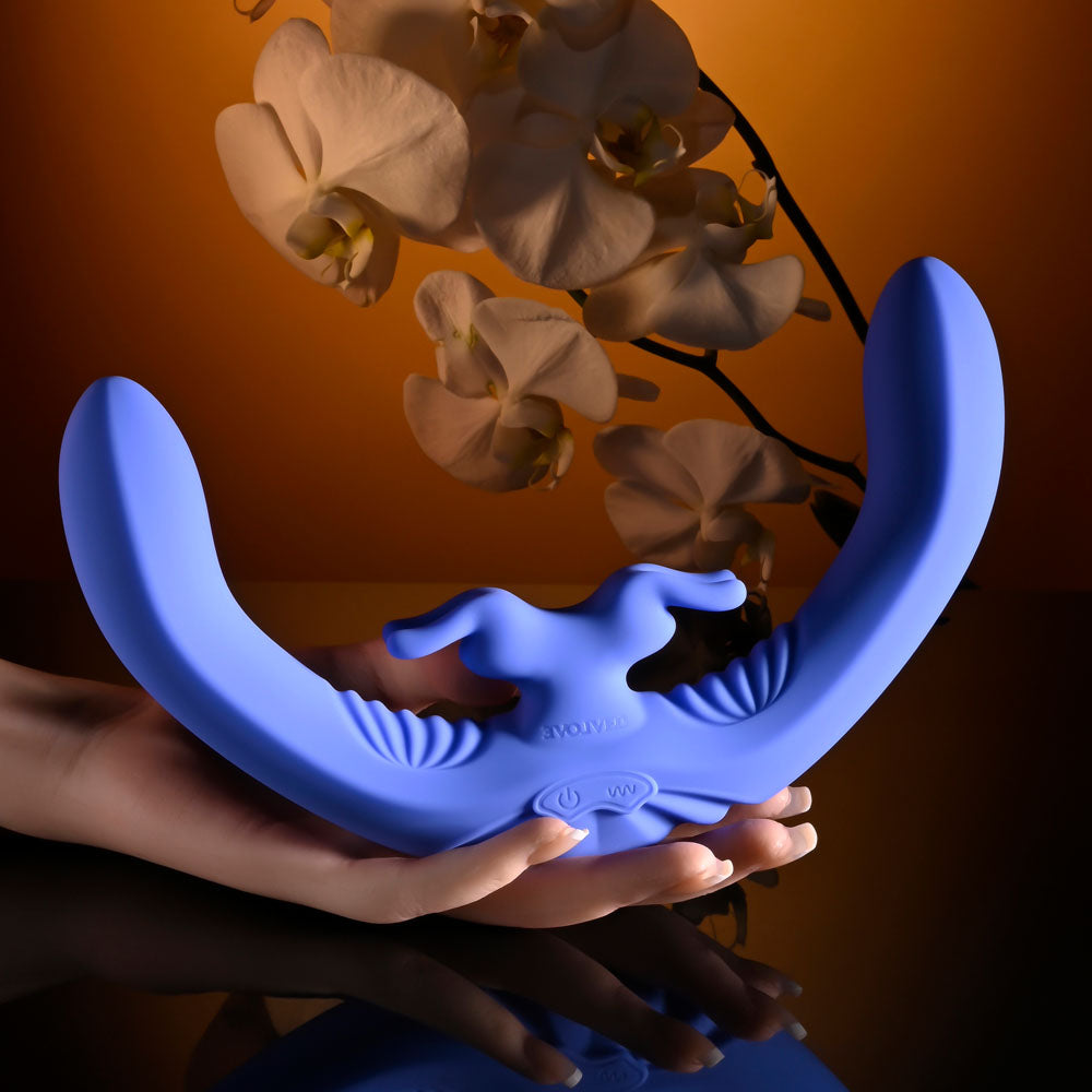 Evolved LOVEBIRDS -  20.8 cm USB Rechargeable Double-Ended Rabbit Vibrator with Remote