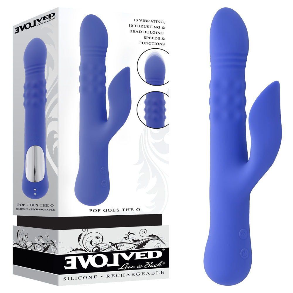 Evolved POP GOES THE O -  24.7 cm USB Rechargeable Thrusting & Bulging Rabbit Vibrator