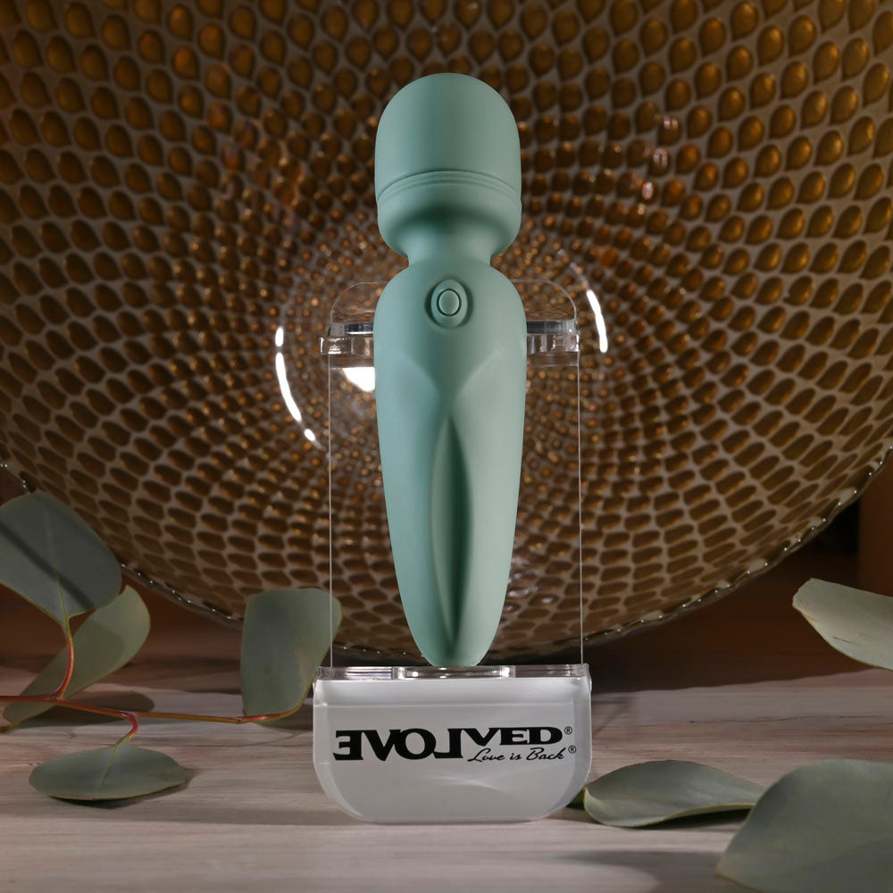 Evolved RUMBLE WAND - Olive Greeb 13.4 USB Rechargeable Mini Massage Wand