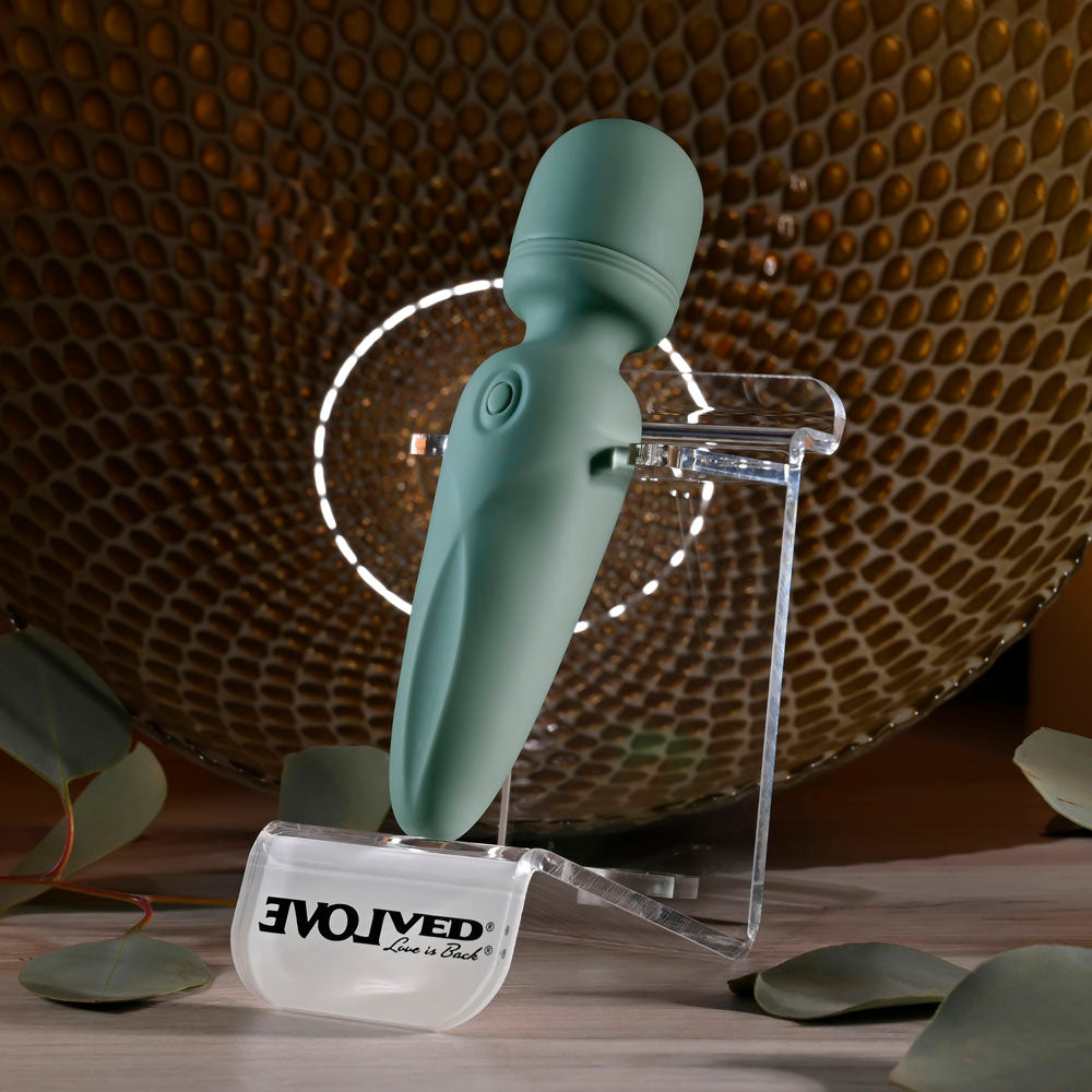 Evolved RUMBLE WAND - Olive Greeb 13.4 USB Rechargeable Mini Massage Wand