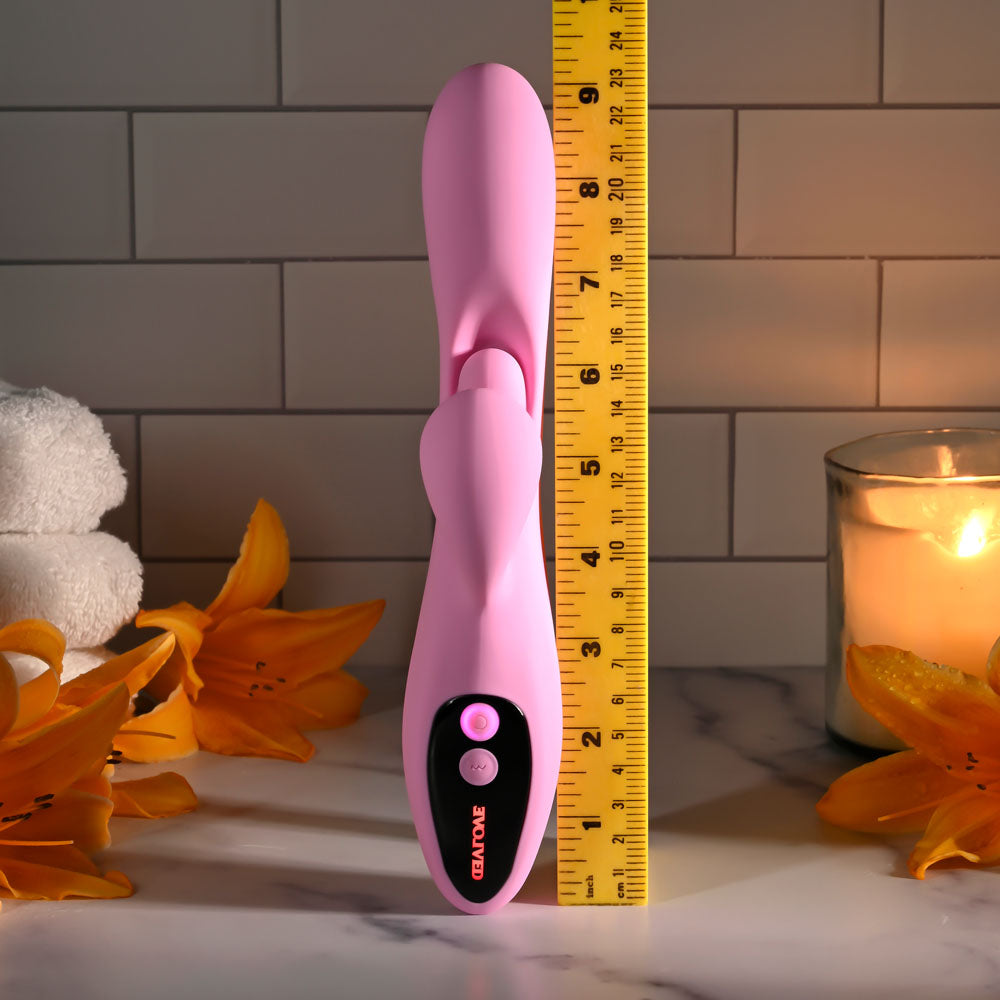 Evolved PUSH THE BUTTON -  23.5 cm USB Rechargeable Rabbit Vibrator with G-Spot Bud