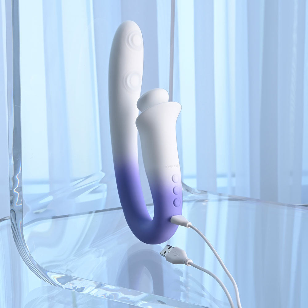 Evolved SPRING LOADED - /Purple 23 cm USB Rechargeable Multi-Tapping Vibrator