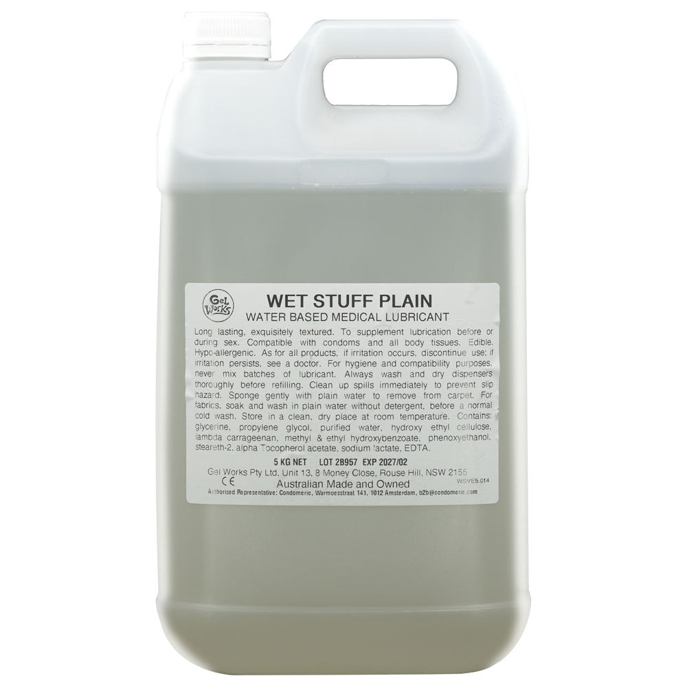 Wet Stuff Plain - 5kg Bottle - Water Based Lubricant with Vitamin E - 5 kg Bottle Default Title
