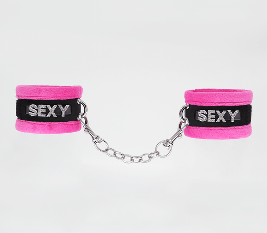 HAN016A Handcuffs - Pink - Love in Leather