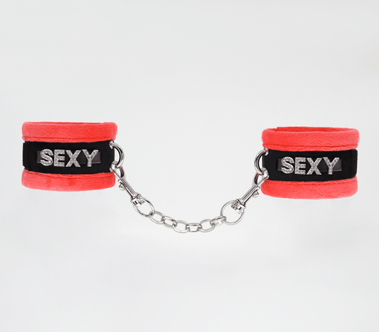 HAN016A Handcuffs - Red - Love in Leather