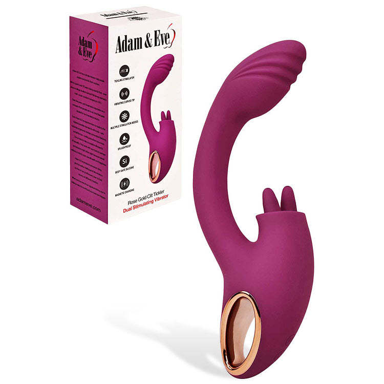 Adam & Eve ROSE GOLD CLIT TICKLER -  22 cm USB Rechargeable Rabbit Vibrator