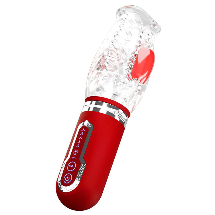 Adam & Eve PLEASURE PRO 3000 - /Red USB Rechargeable Thrusting & Rotating Auto Stroker