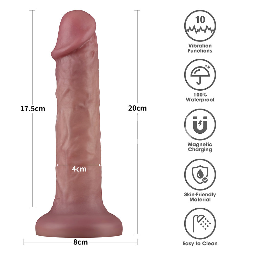 Dual Density Power Cock - 8 Inch  -  20 cm USB Rechargeable Vibrating Dong