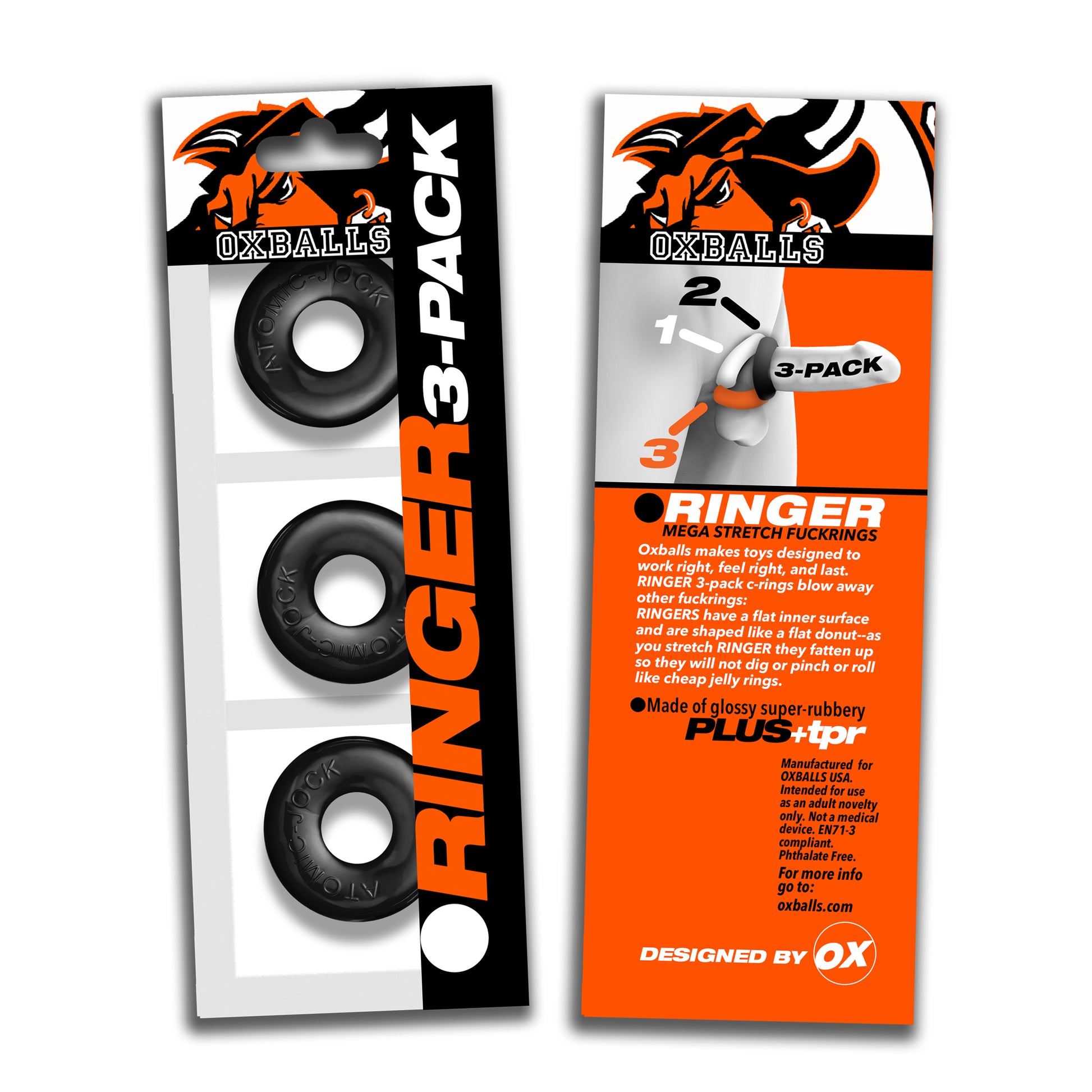 OXBALLS RINGER 3-pack of DO-NUT-1 cockrings BLACK