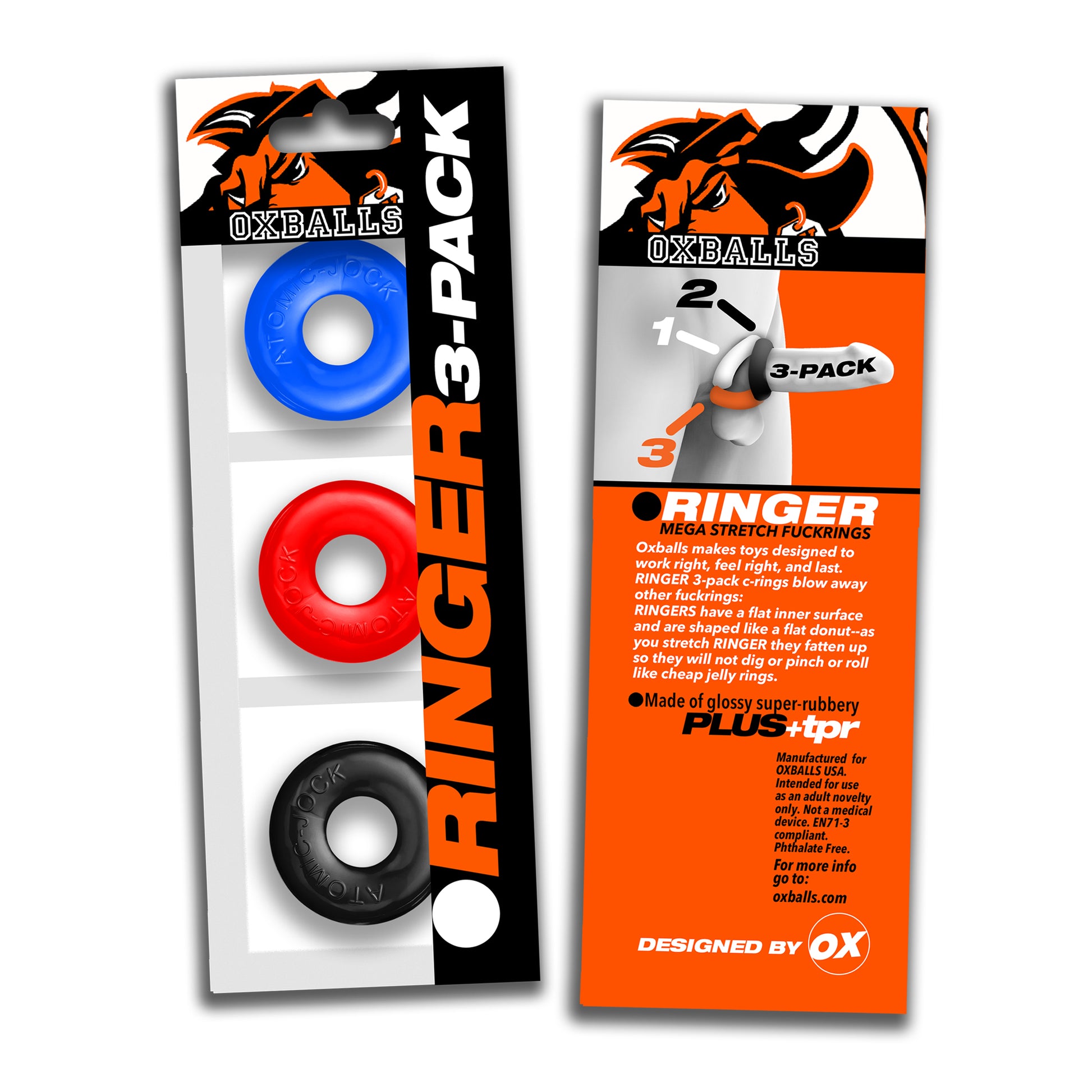 OXBALLS RINGER 3-pack of DO-NUT-1 cockrings MULTI