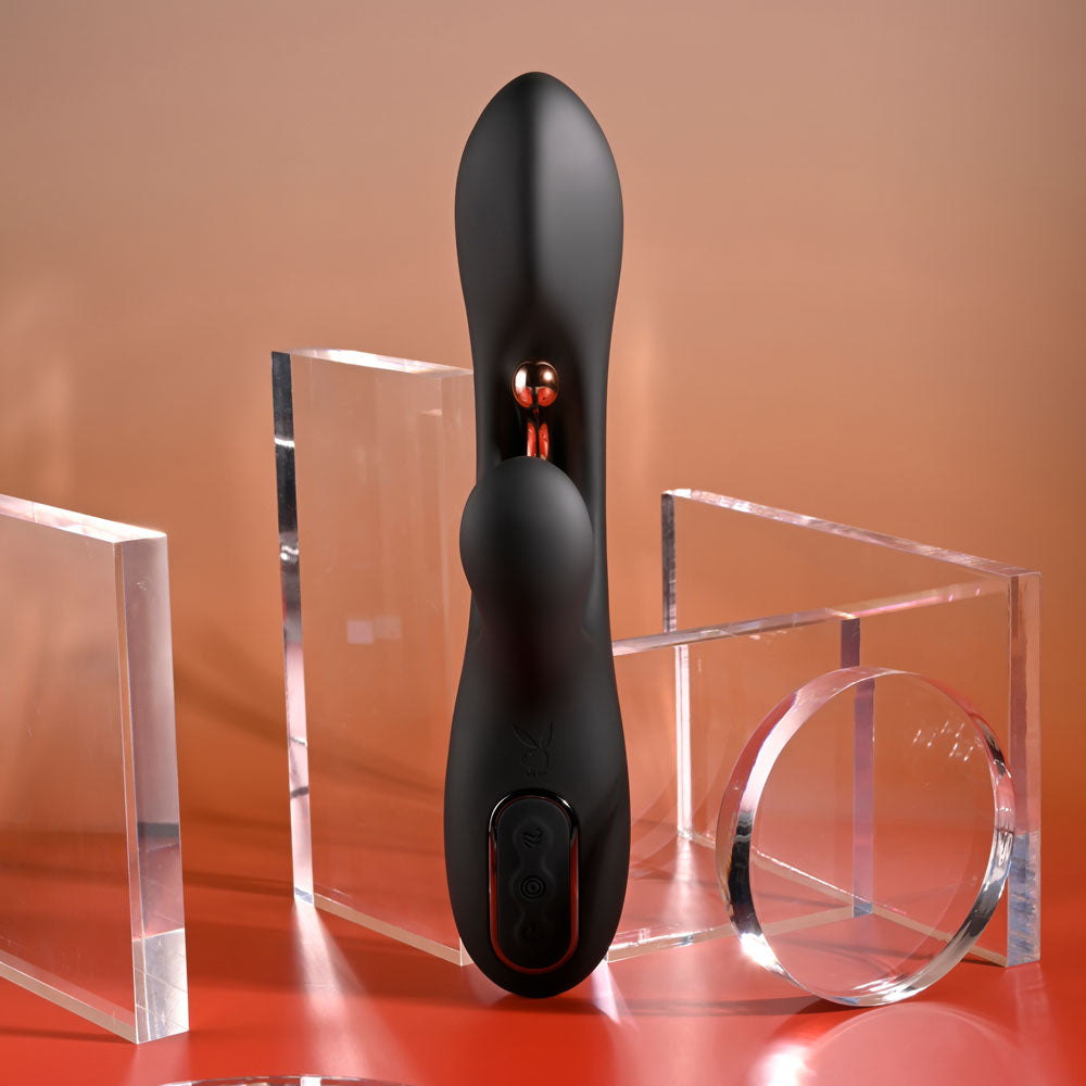Playboy Pleasure AUREUS -  22.7 cm USB Rechargeable Rabbit Vibrator with Internal Flicker