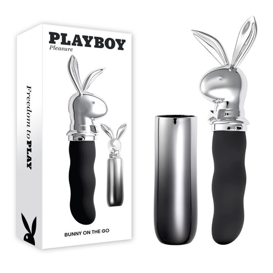 Playboy Pleasure BUNNY ON THE GO - Chrome 18.6 cm USB-C Rechargeable Vibrator