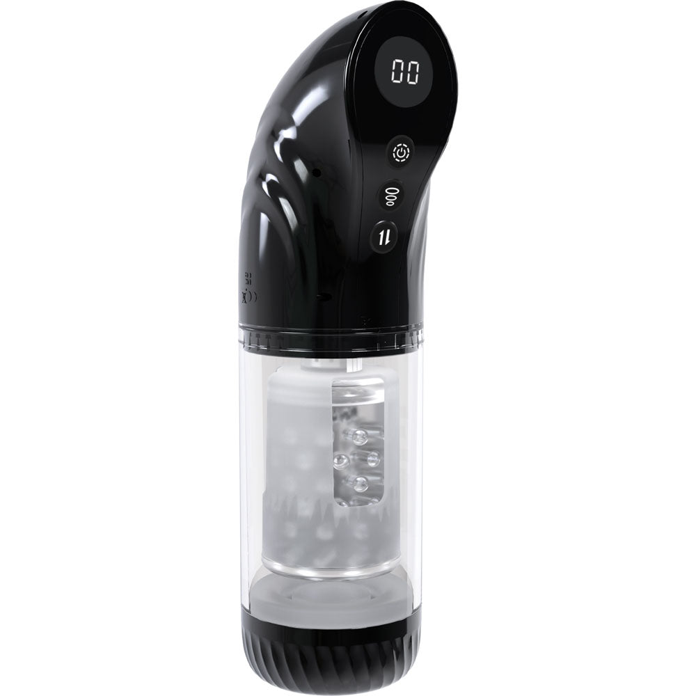 PUMPED Strokemate - /Clear USB Rechargeable Sucking Rotating and Thrusting Auto Masturbator