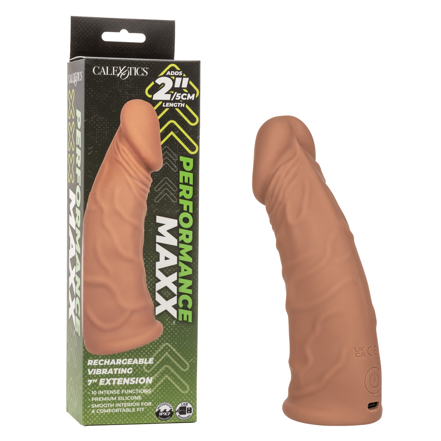 PERFORMANCE MAXX 7" RECHARGEABLE VIBRATING EXTENSION -BROWN Default Title