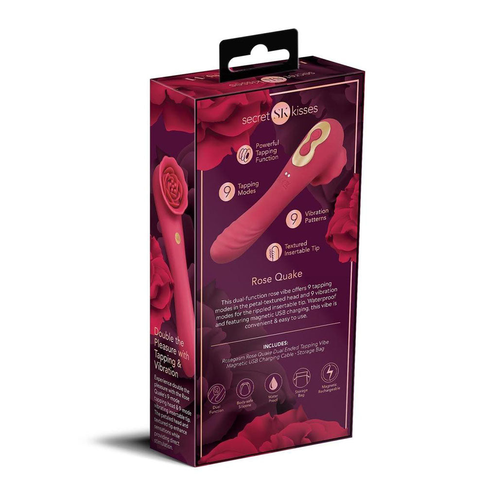 Secret Kisses ROSEGASM ROSE QUAKE -  18.8 cm USB Rechargeable Dual Ended Tapping Vibrator
