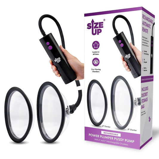 Size Up Rechargeable Power Plumper Pussy Pump -  USB Rechargeable Vagina Pump with Interchangeable Chambers