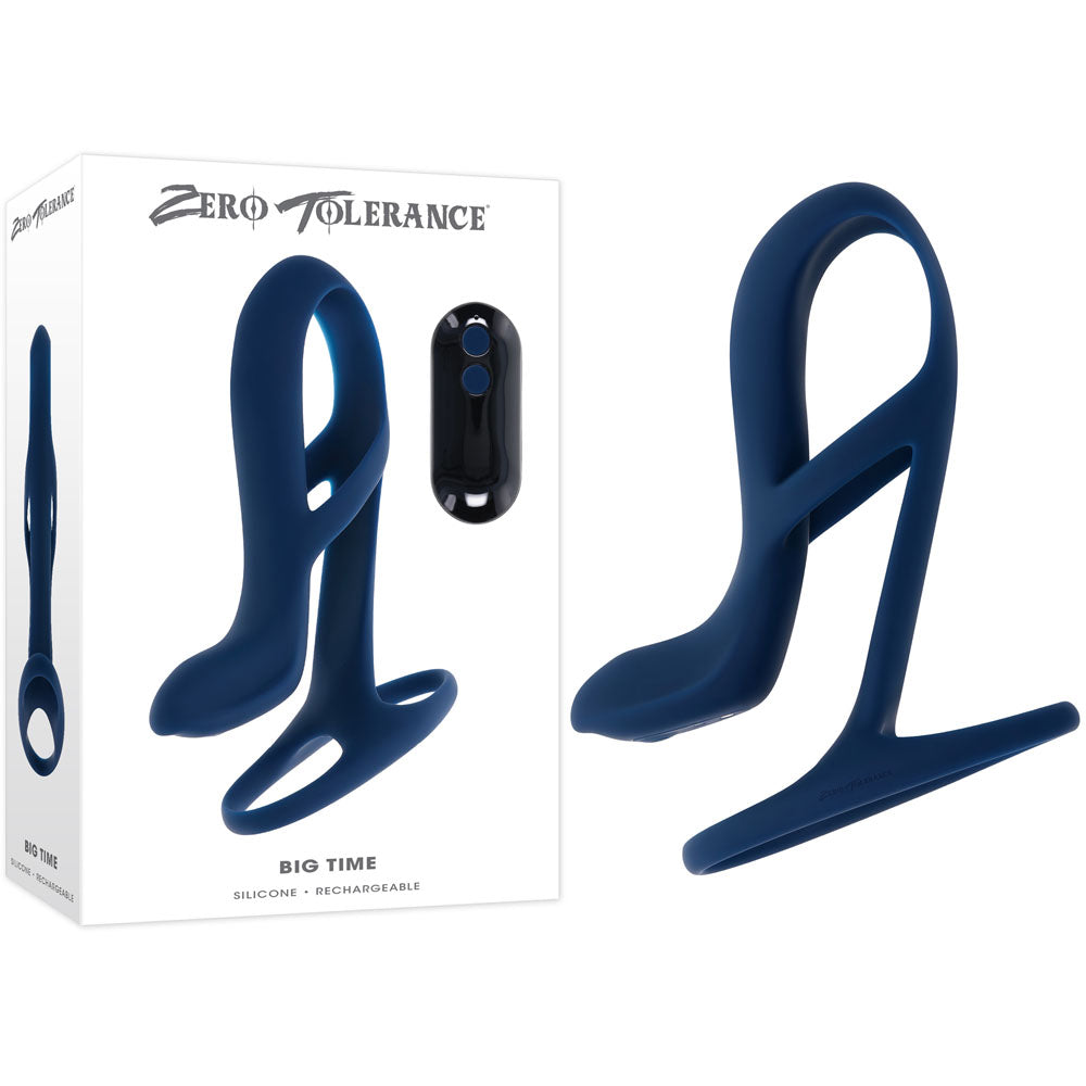 Zero Tolerance BIG TIME - Navy  USB Rechargeable Vibrating Penis Sleeve cock ring with Wireless Remote