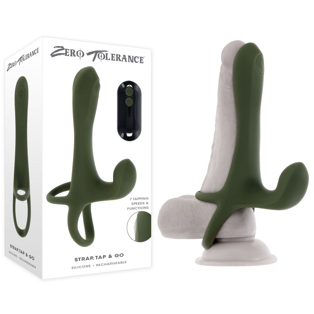 Zero Tolerance STRAP, TAP & GO -  USB Rechargeable Vibrating & Tapping Penis Sleeve cock ring with Wireless Remote