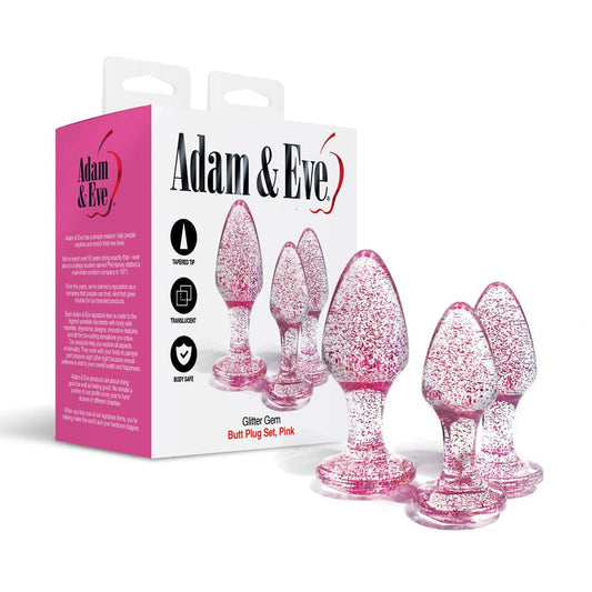 Adam & Eve Glitter Gem 3-Piece Butt Plug Set - Adam & Eve