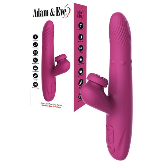 Adam & Eve ROSE GOLD REVOLVING RABBIT - 22.5 cm USB Rechargeable Spinning & Thrusting Rabbit Vibrator Purple