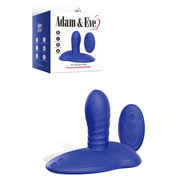 Adam & Eve THE MIDNGHT RIDER - USB Rechargeable Thrusting Vibrating Grinder with Remote Control Blue