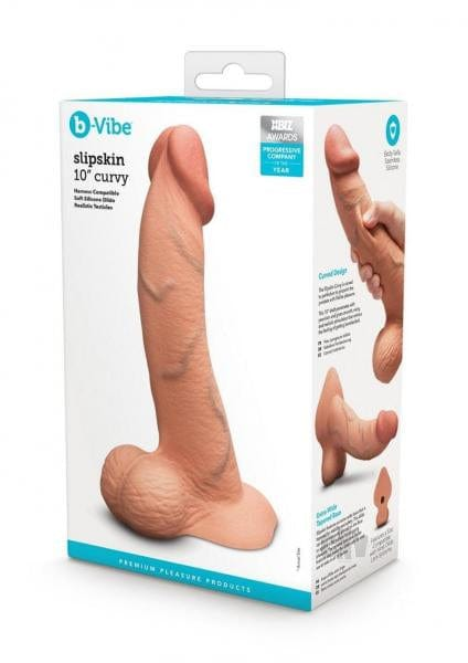 B-Vibe Slipskin Realistic Silicone Dildo-10" Curved Mocha Vibrant Vibes Australia - Quality Sex Toys - Great Prices