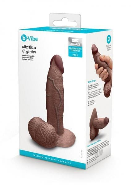 B-Vibe Slipskin Realistic Silicone Dildo- 6" Girthy Brown Vibrant Vibes Australia - Quality Sex Toys - Great Prices