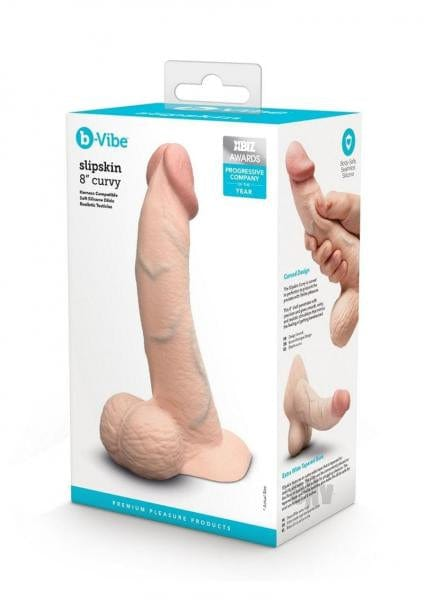 B-Vibe Slipskin Realistic Silicone Dildo-8" Curved Cream Vibrant Vibes Australia - Quality Sex Toys - Great Prices