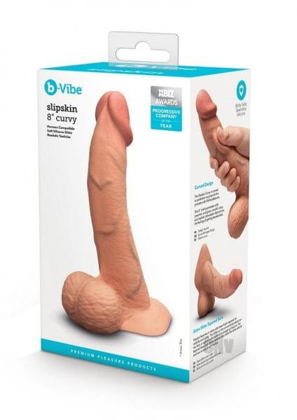 B-Vibe Slipskin Realistic Silicone Dildo-8" Curved Mocha Vibrant Vibes Australia - Quality Sex Toys - Great Prices