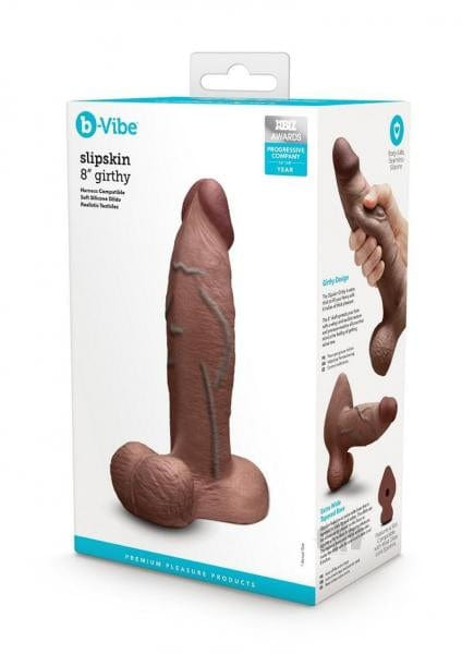 B-Vibe Slipskin Realistic Silicone Dildo- 8" Girthy Brown Vibrant Vibes Australia - Quality Sex Toys - Great Prices