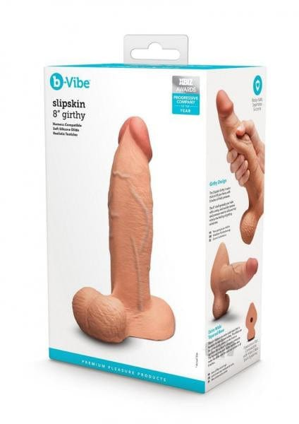 B-Vibe Slipskin Realistic Silicone Dildo- 8" Girthy Mocha Vibrant Vibes Australia - Quality Sex Toys - Great Prices